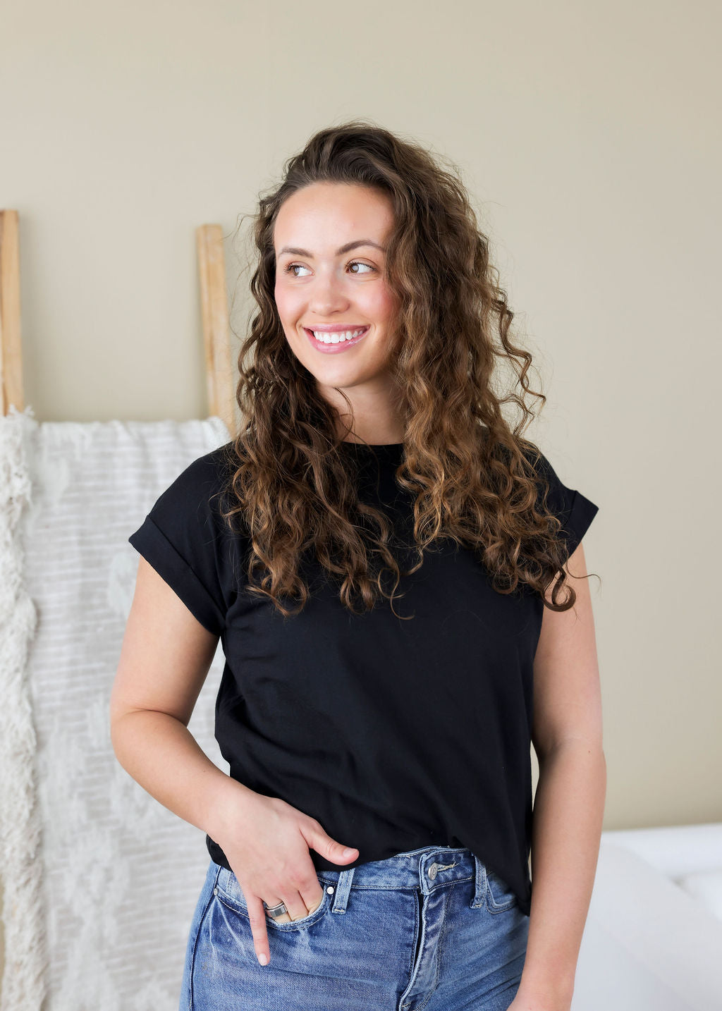 image of Francene Folded Sleeve Tee