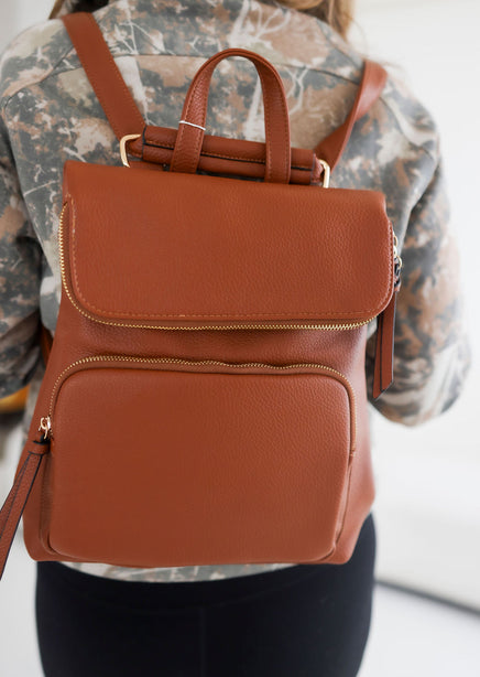 brown foax leather backpack Everlee Vegan Leather Backpack