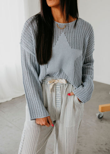 Star Crochet Knit Sweater