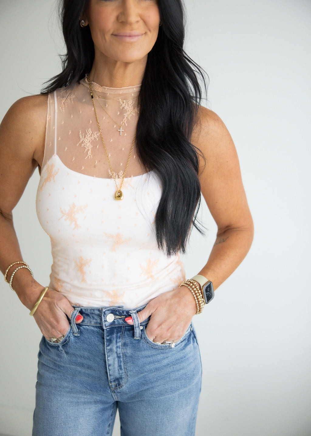 image of Aubrey Sheer Lace Top