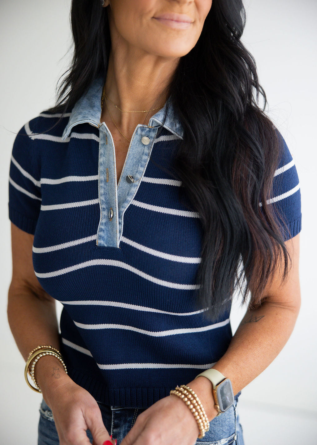 Shyla Collar Stripe Top