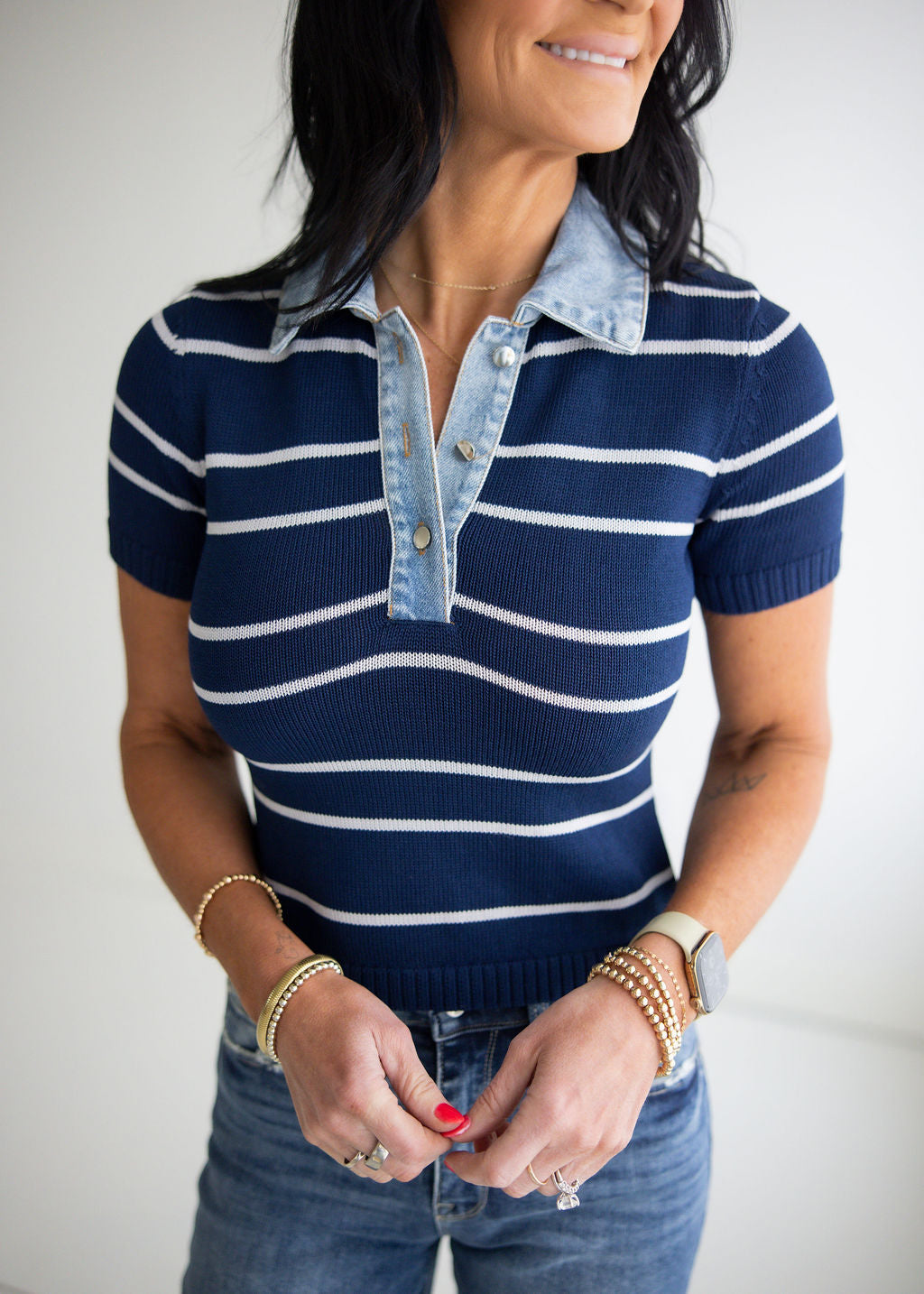 Shyla Collar Stripe Top
