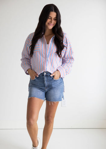 Glory Striped Button Down Top