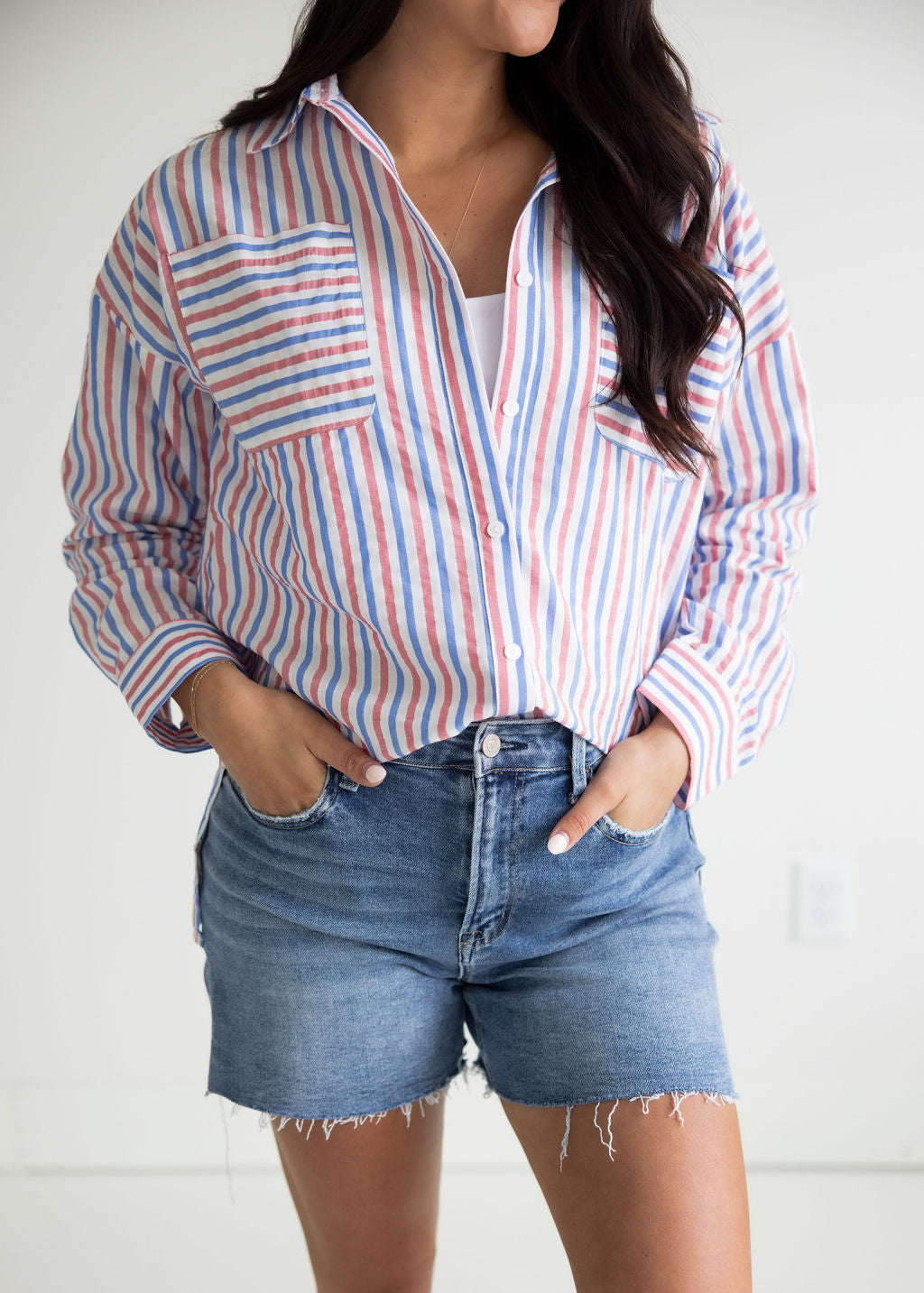 Glory Striped Button Down Top