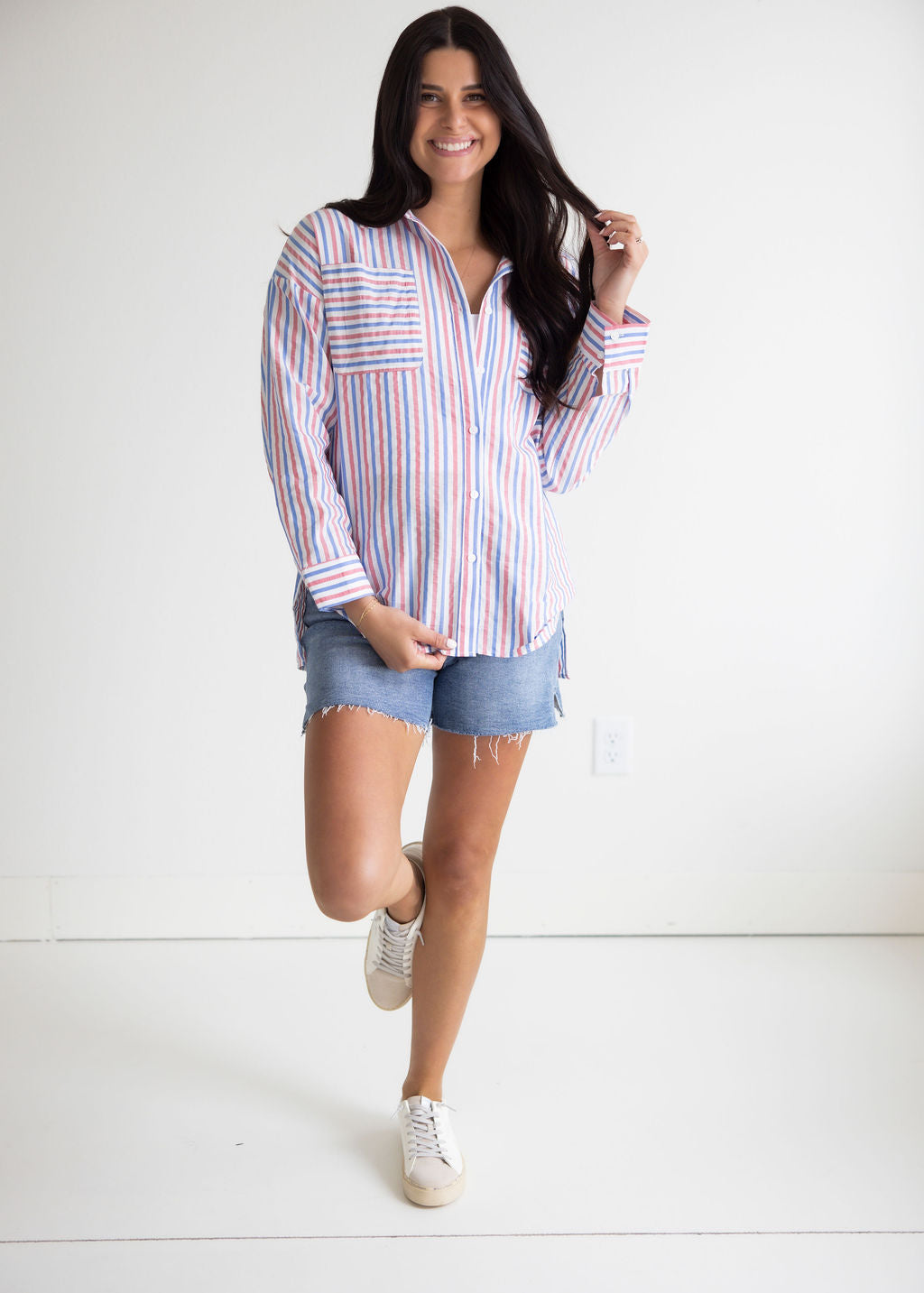 Glory Striped Button Down Top