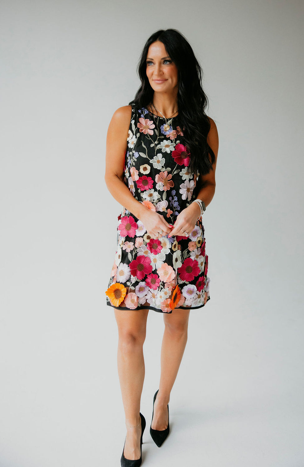 Anisa Floral Embroidered Dress