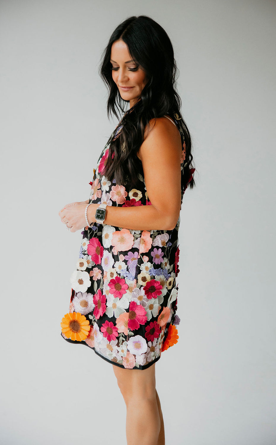 Anisa Floral Embroidered Dress