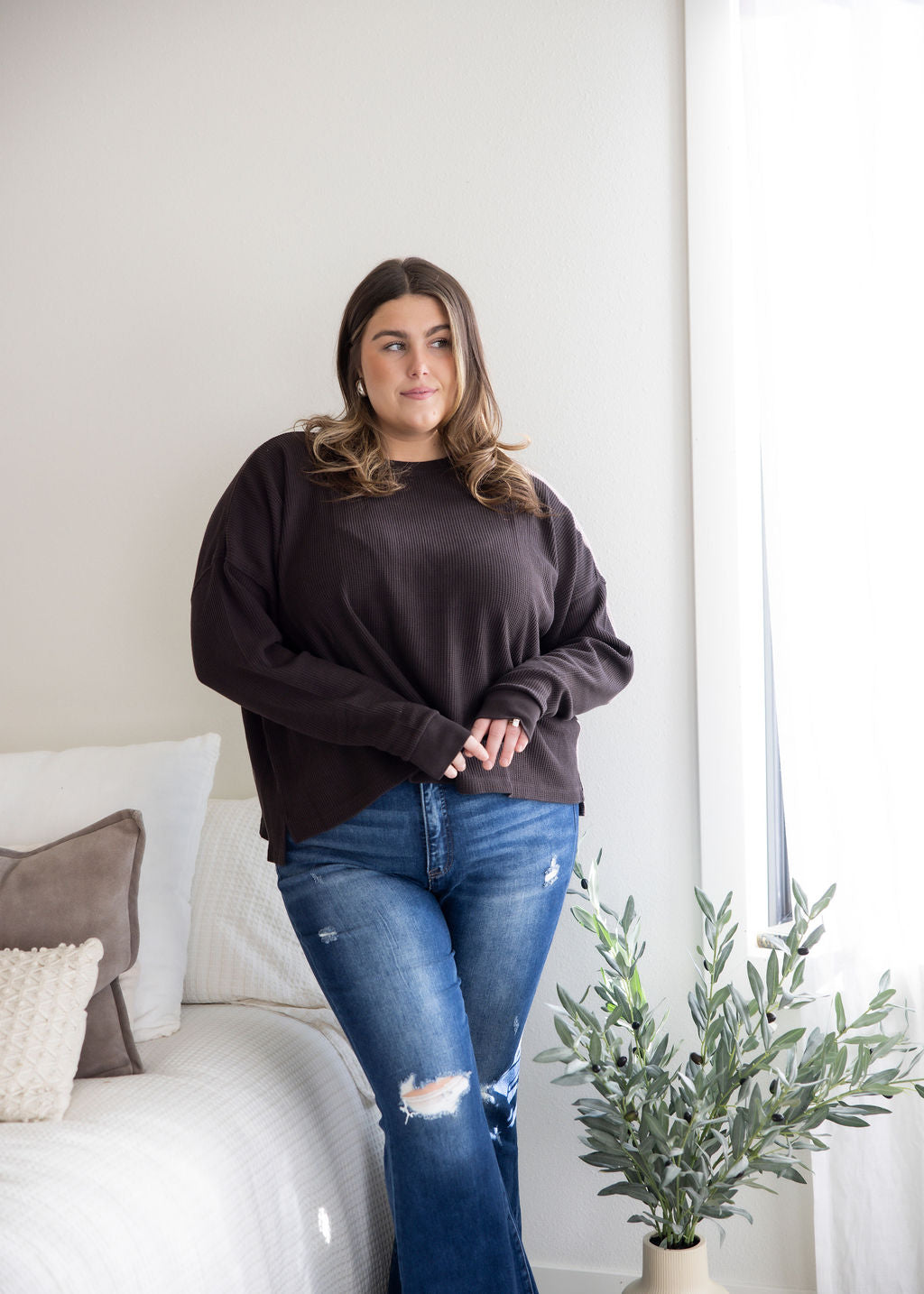 Sky Waffle Long Sleeve by Lily & Lottie