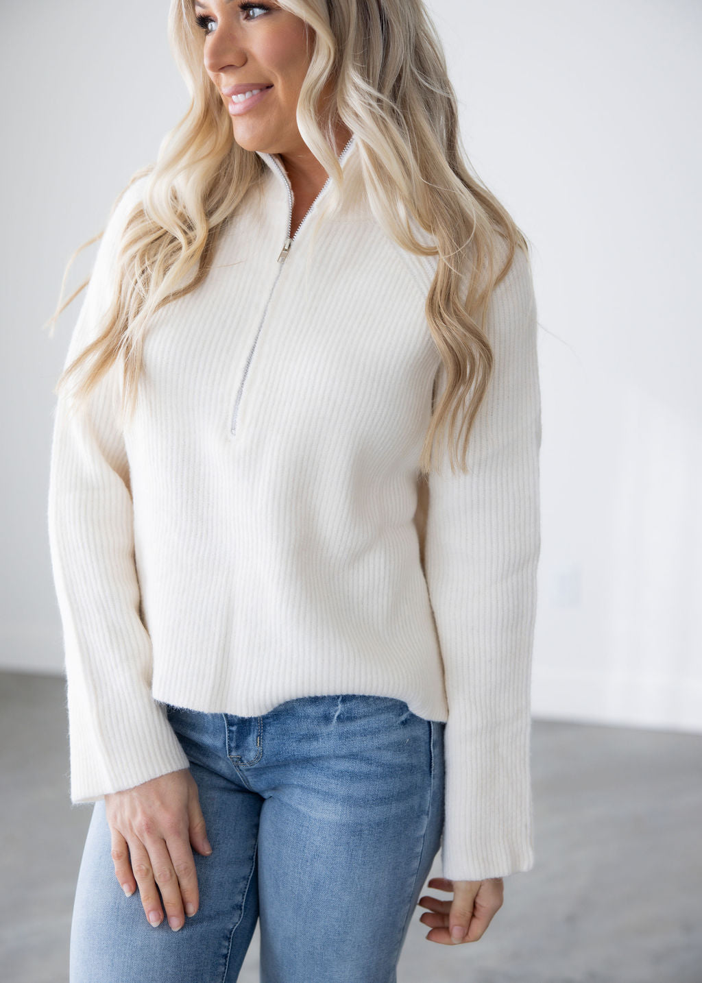 Lonnie Knit Quarter Zip Sweater