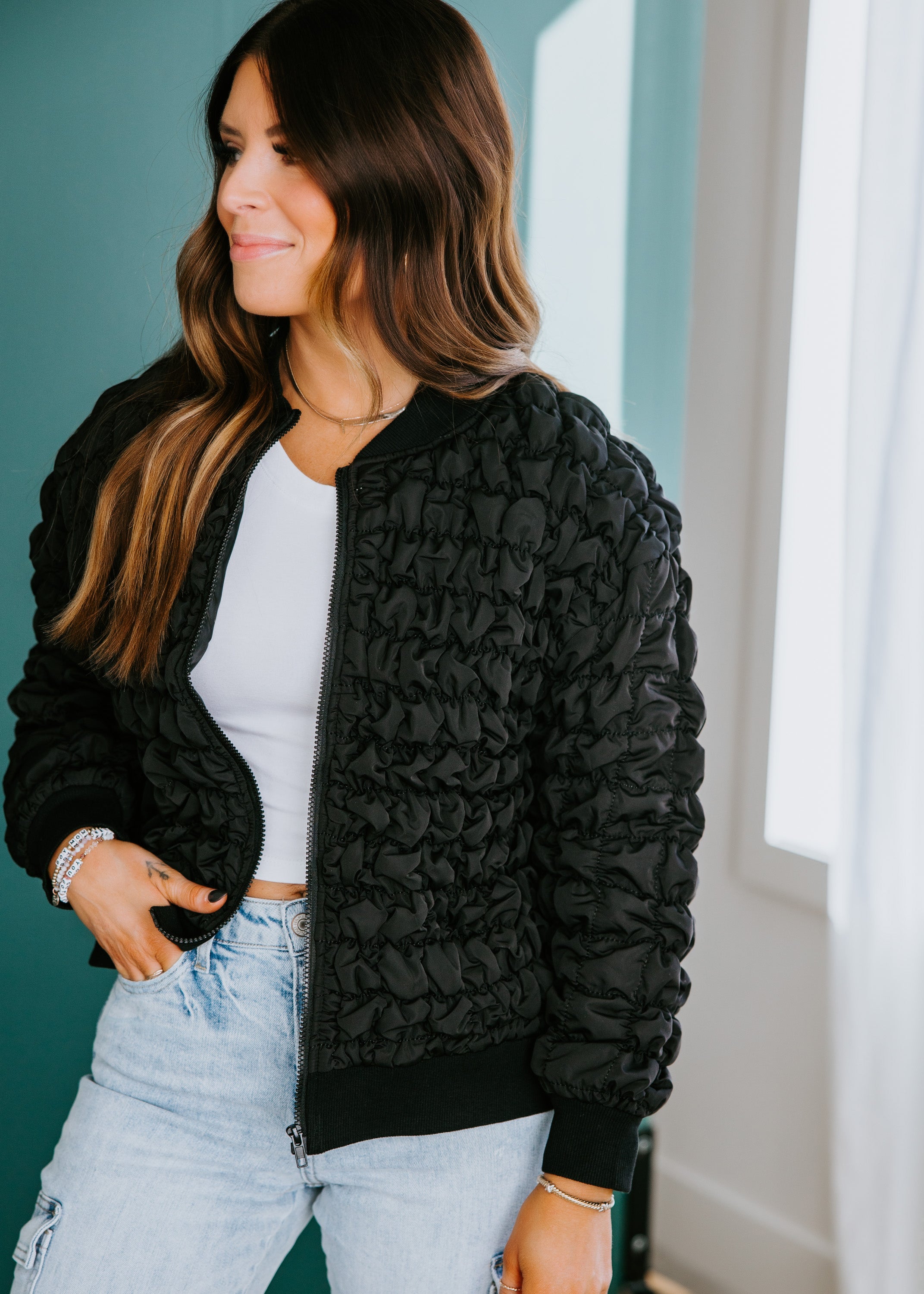 image of Colleen Grid Textured Jacket