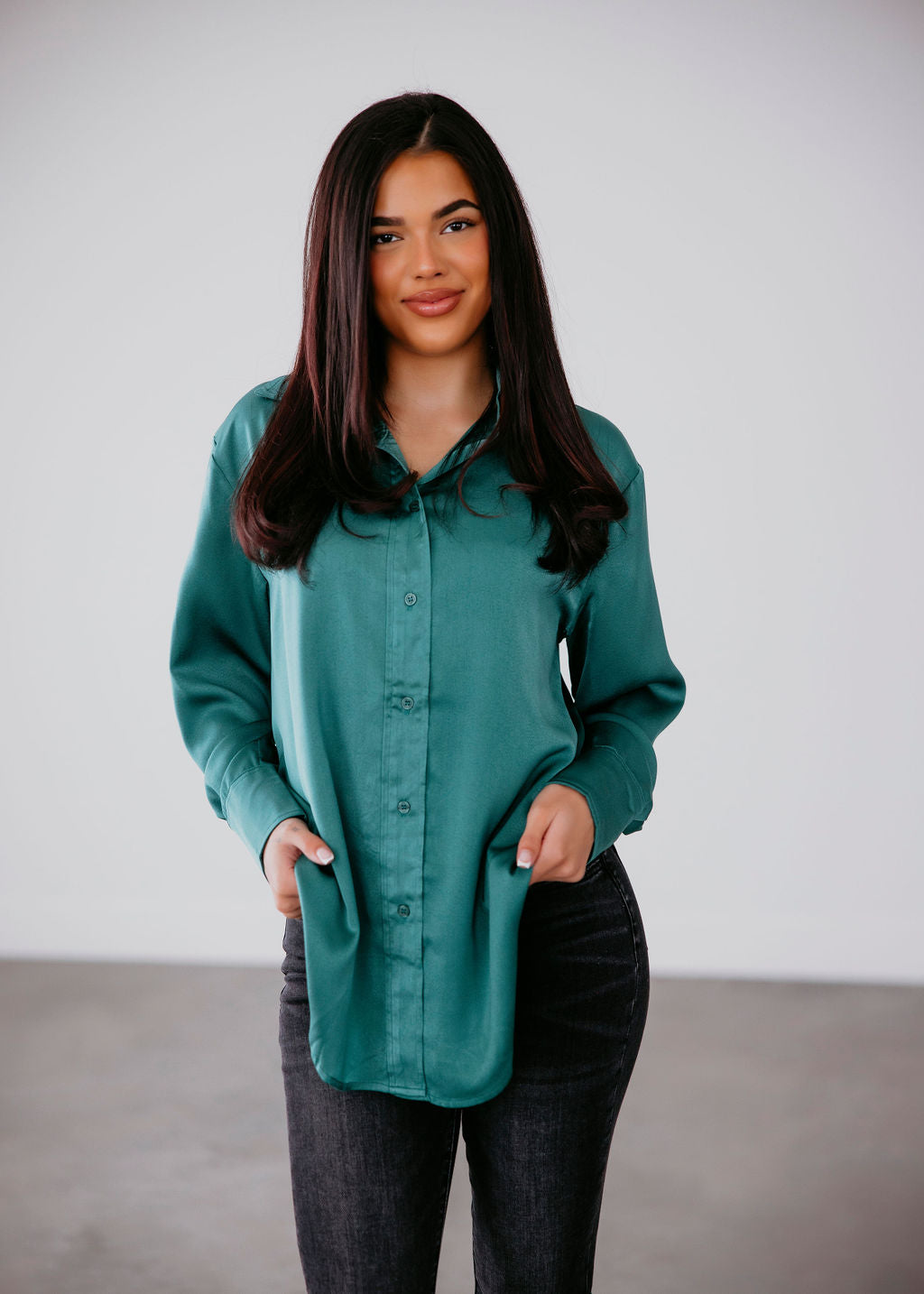 Kendrix Satin Button Down Top