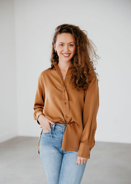 Kendrix Satin Button Down Top