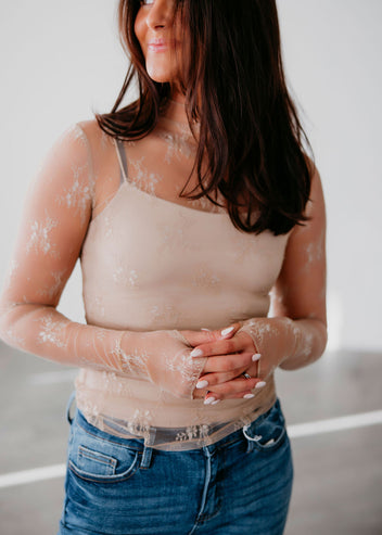 Elaina Mesh Long Sleeve Top