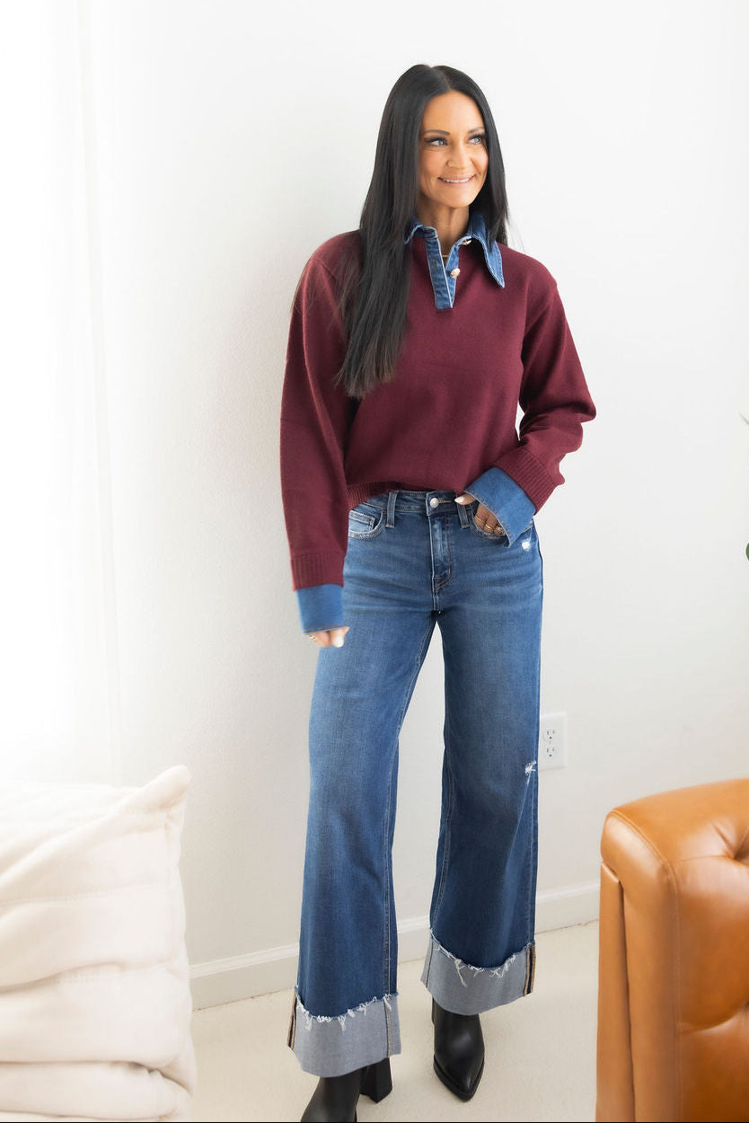 Retta Denim Contrast Sweater