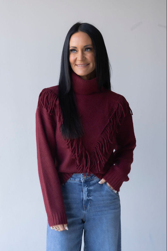 image of Maddison Fringe Trim Sweater