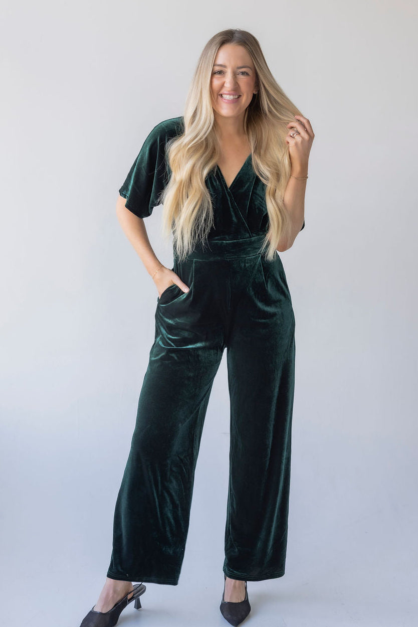 image of Zarah Velvet Pocketed Jumpsuit