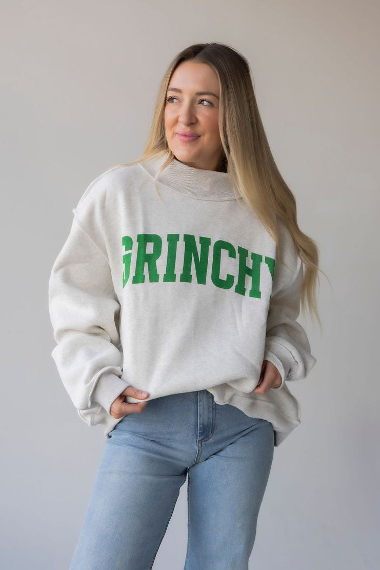 Grinchy-Merry Reversible Mock Neck Sweatshirt