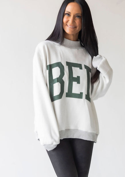 Bed-Gym Reversible Mock Neck Sweatshirt product view