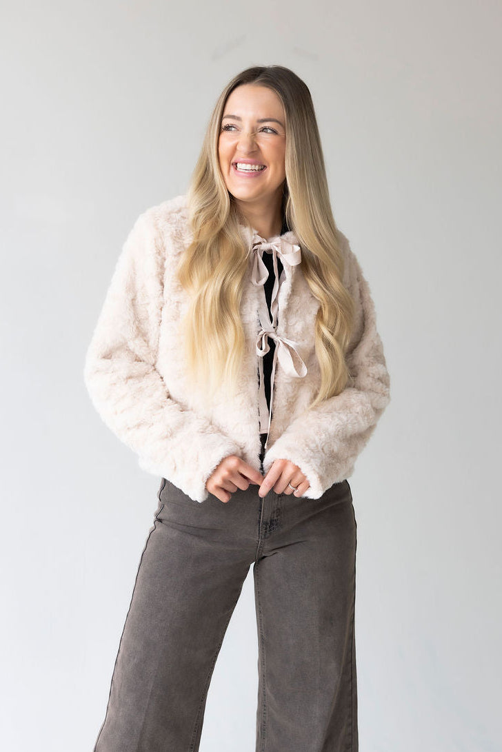 Heather Ribbon Tie Velvet Jacket
