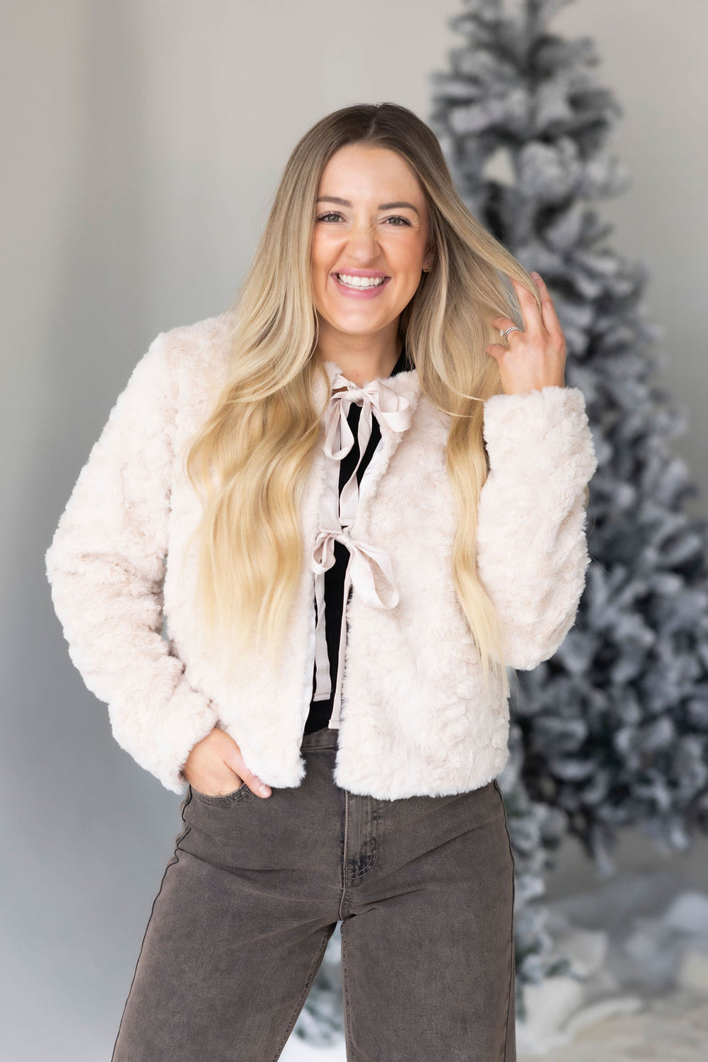 Heather Ribbon Tie Velvet Jacket