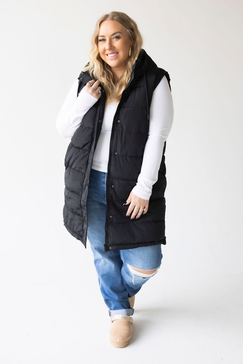 Curvy Peyton Hooded Puffer Vest