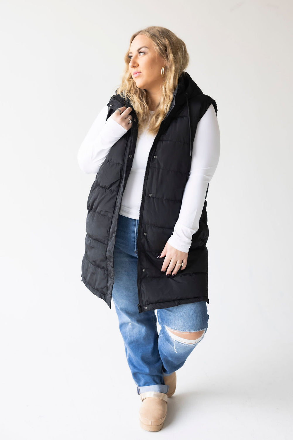Curvy Peyton Hooded Puffer Vest