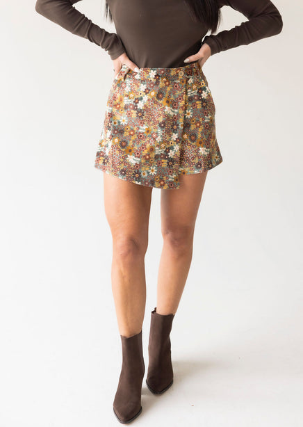 Rustic Bloom Corduroy Skort product view