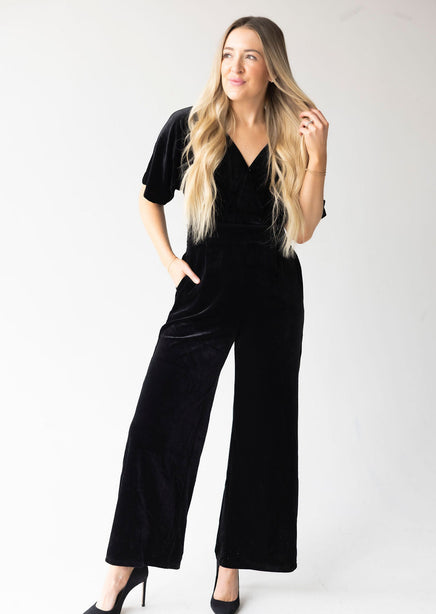 Zarah Velvet Pocketed Jumpsuit product view