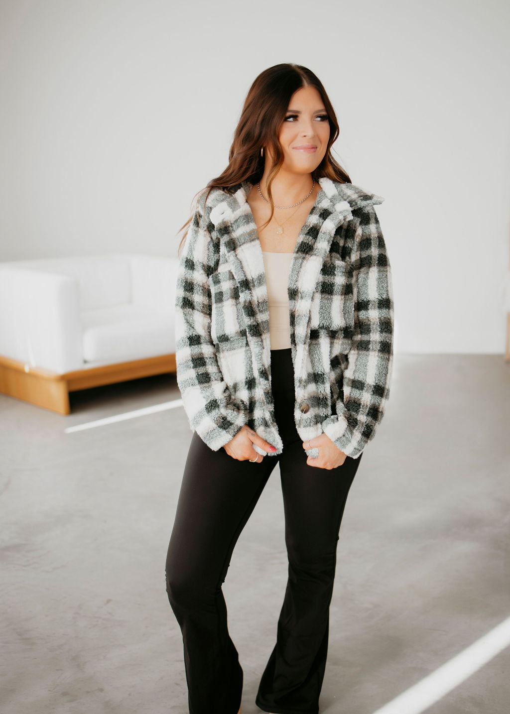 Scott Faux Fur Plaid Jacket