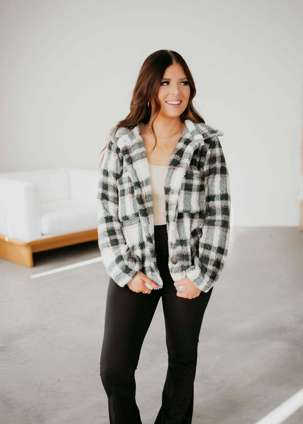 Scott Faux Fur Plaid Jacket