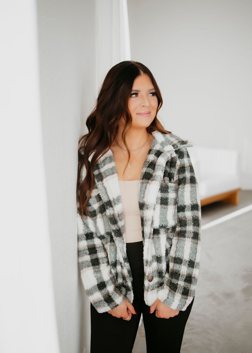 Scott Faux Fur Plaid Jacket