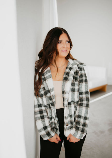 Scott Faux Fur Plaid Jacket