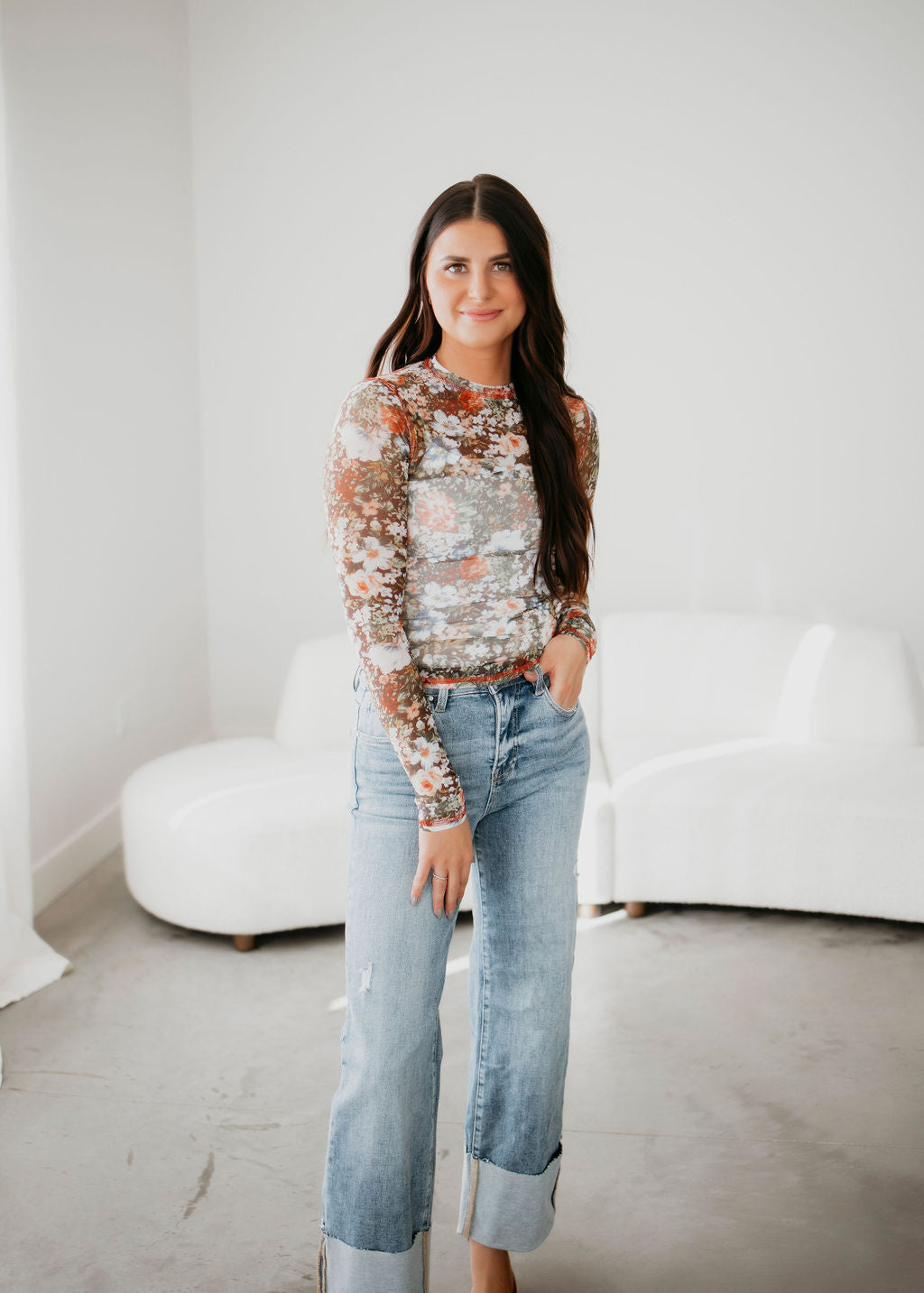 Alise Floral Mesh Top