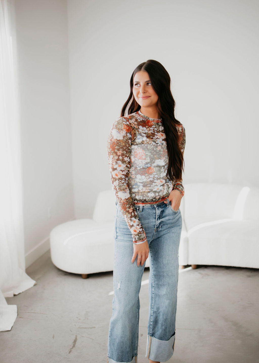 Alise Floral Mesh Top