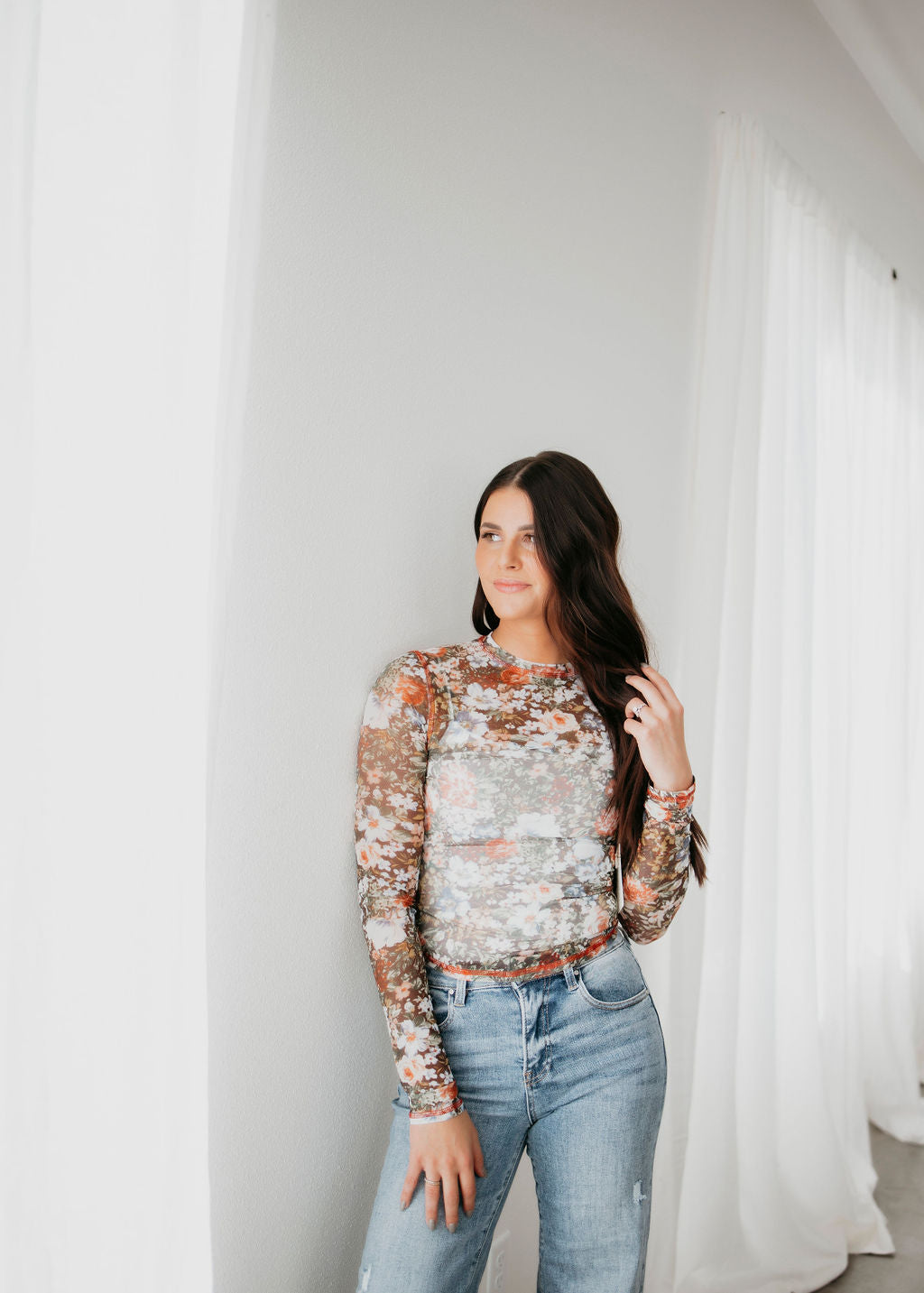 Alise Floral Mesh Top