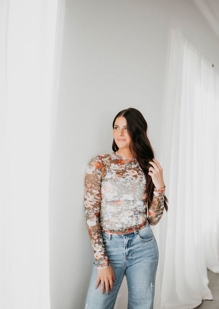 Alise Floral Mesh Top