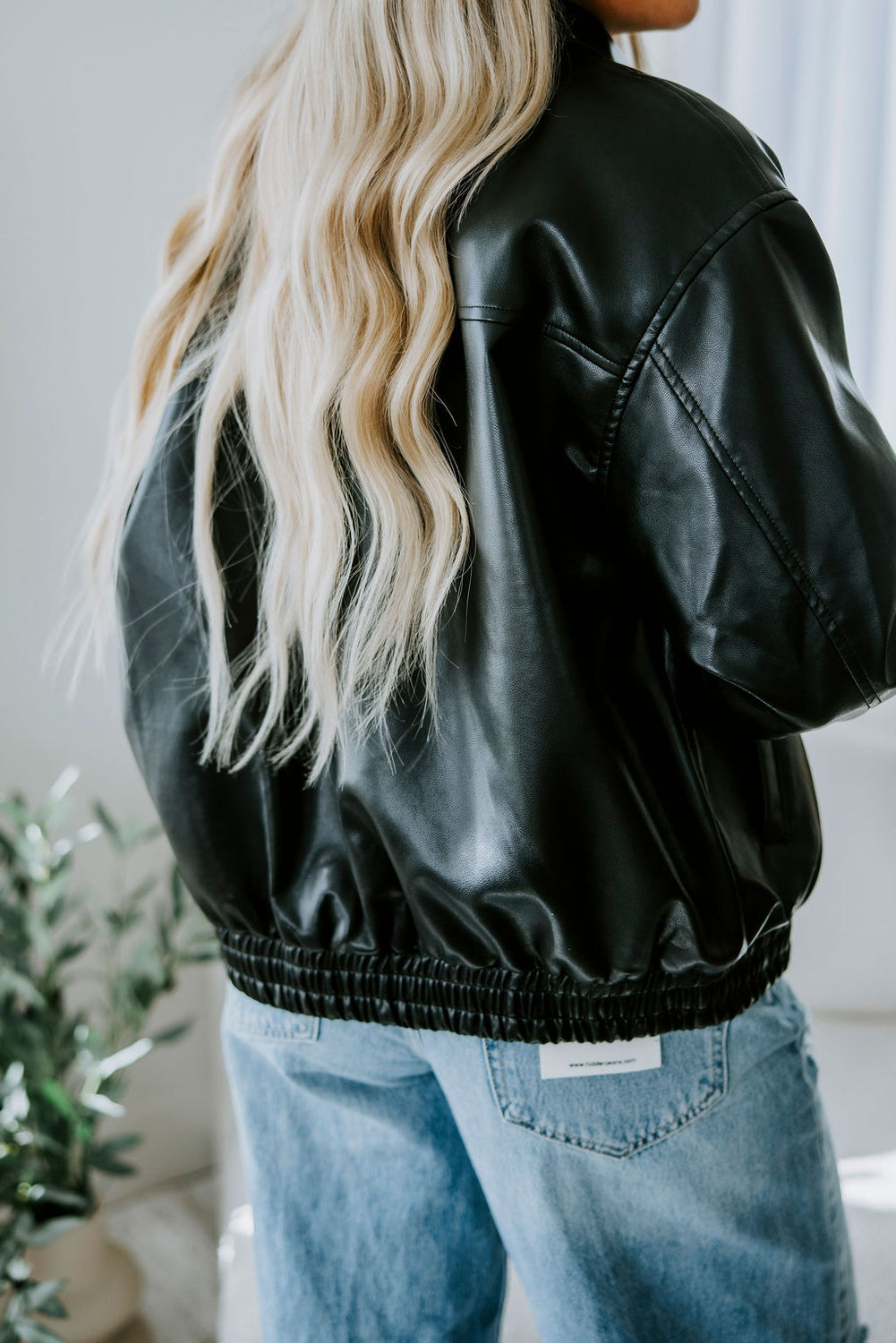 Devon Faux Leather Bomber Jacket