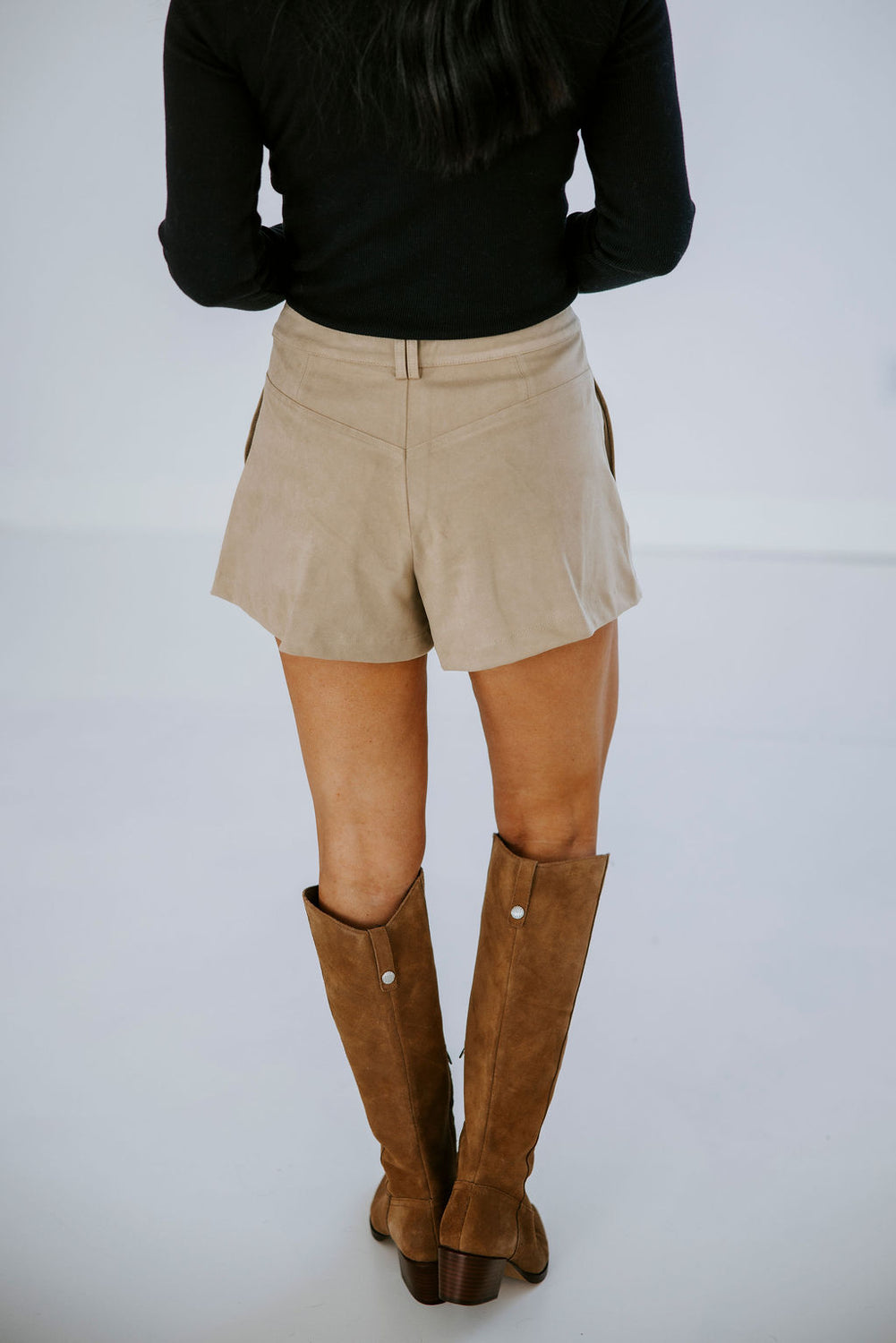 Harlynn Pleated Suede Shorts
