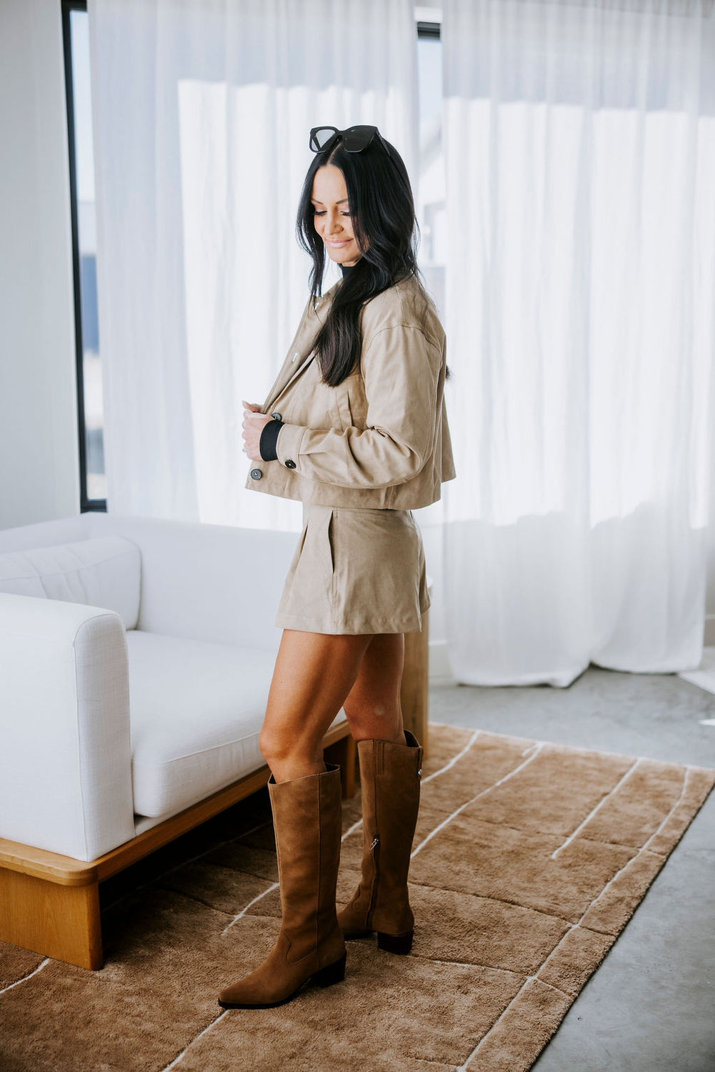 Harlynn Pleated Suede Shorts