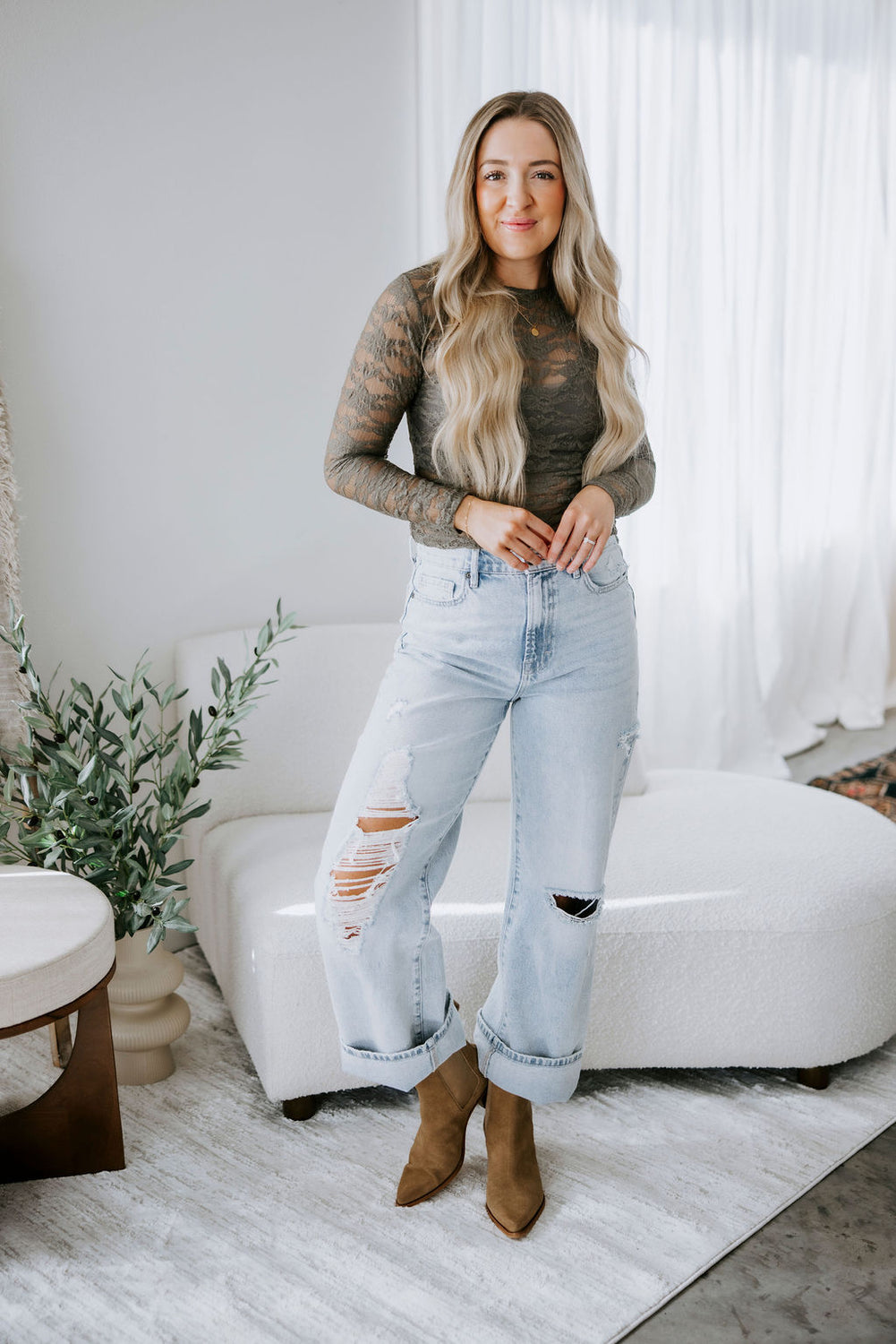 Kattie Floral Textured Mesh Top