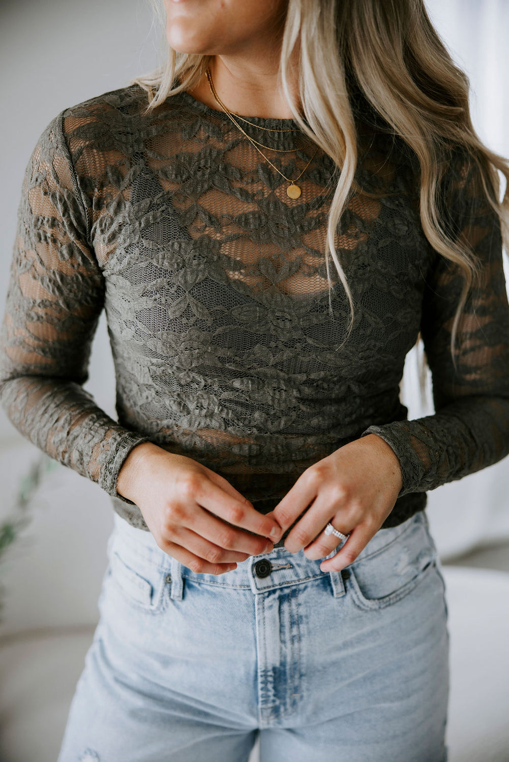 Kattie Floral Textured Mesh Top