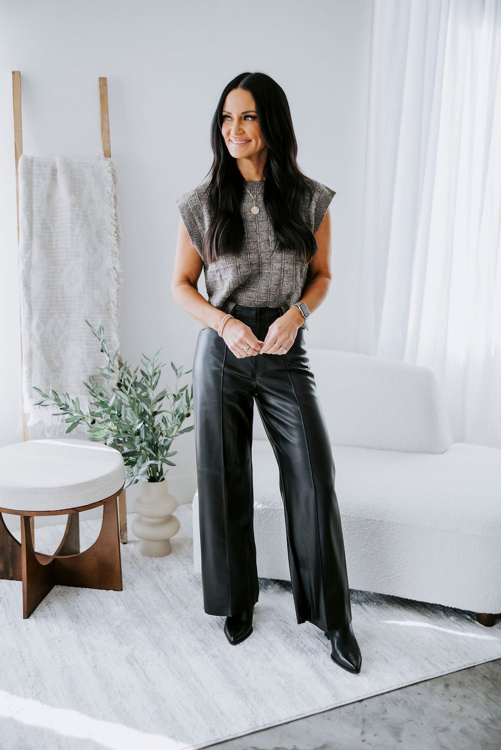 Hilarie Faux Leather Pants