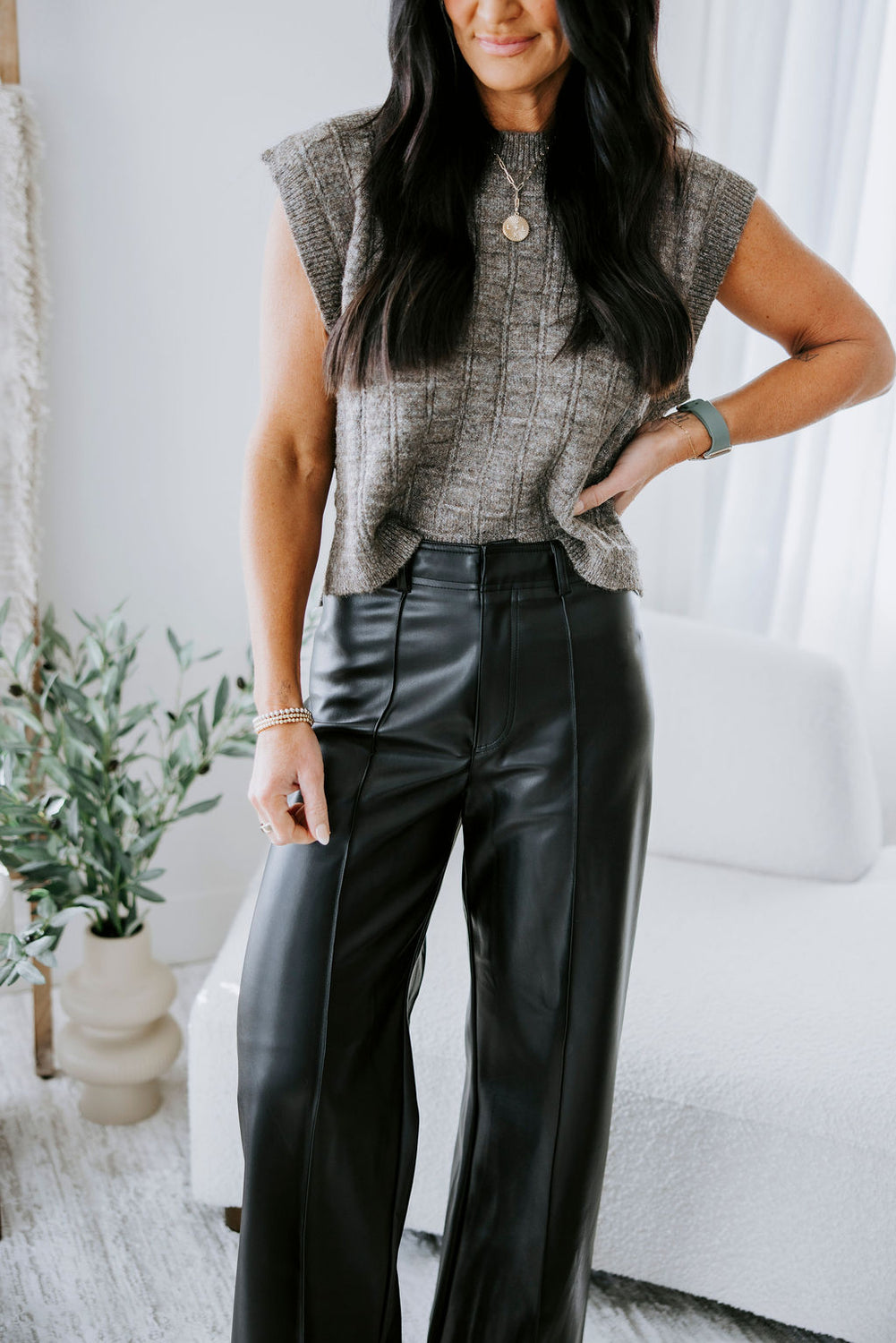 Hilarie Faux Leather Pants