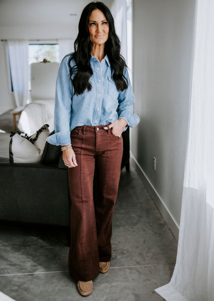 Pippin Striped Denim Shacket product view