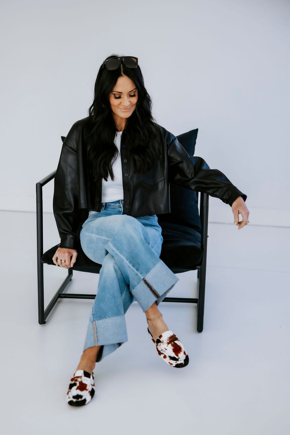 Porsha Leather Button Down Shirt