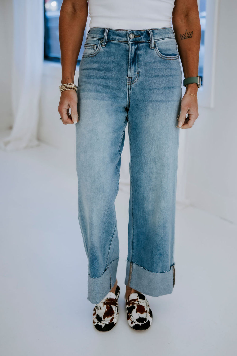 Hansin Hidden Wide Leg Jeans