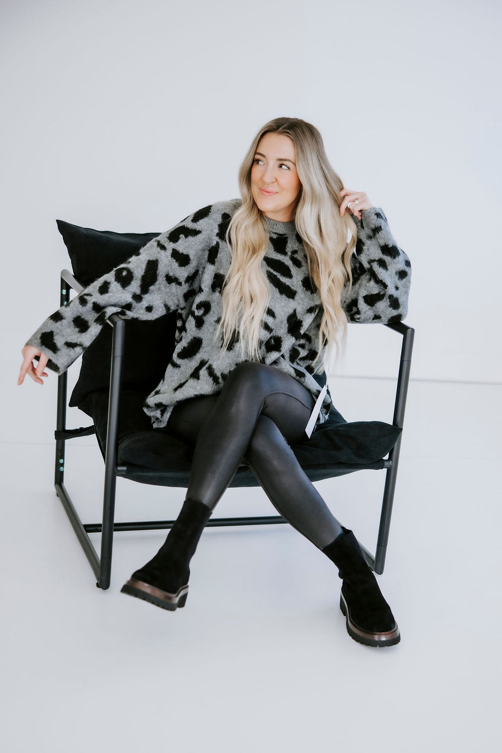 Olenna Oversized Leopard Print Sweater