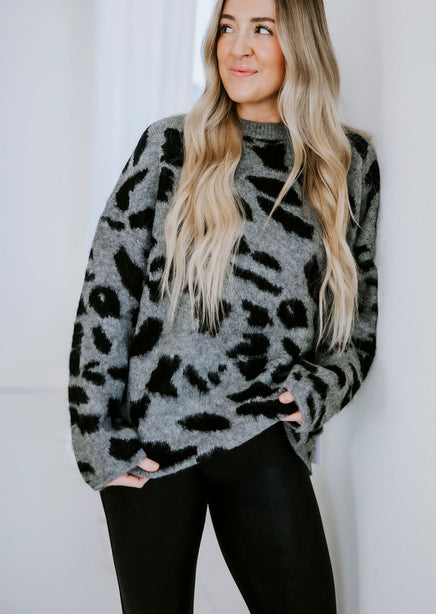 Olenna Oversized Leopard Print Sweater product view