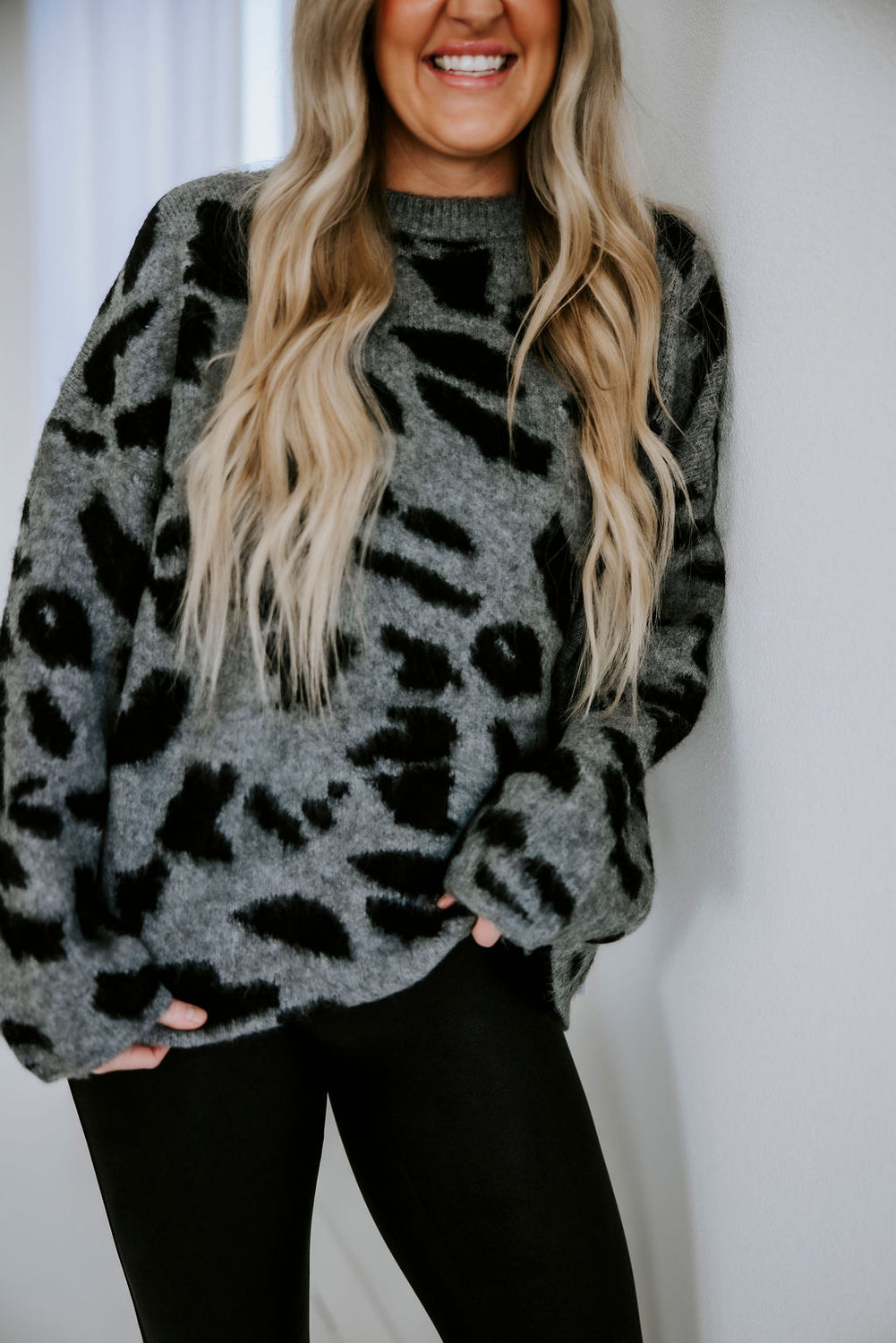Olenna Oversized Leopard Print Sweater