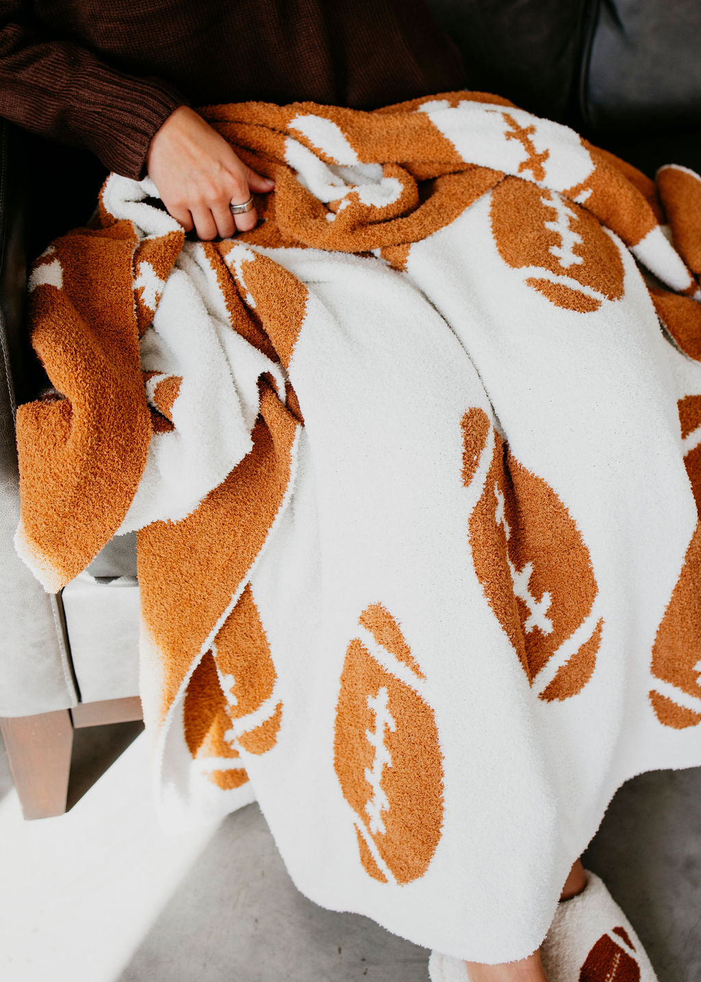 Football Patterened Throw Blanket